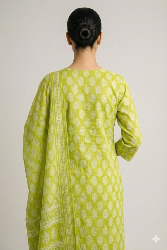 Green printed floral