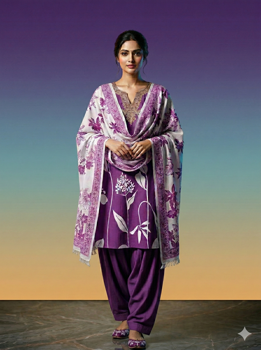 Purple Floral Printed