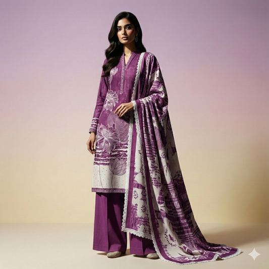 Purple printed rayon floral